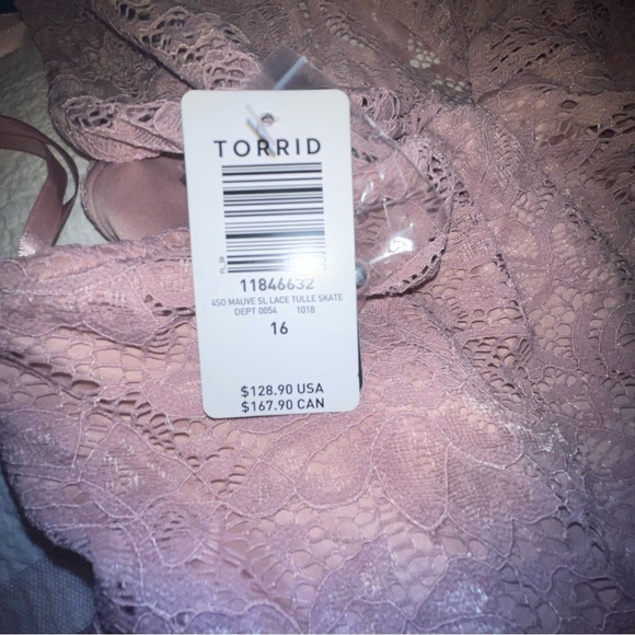 Torrid Mauve Pink Lace Mid Length Dress - Picture 12 of 15